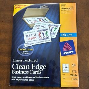 Avery White Linen Business Cards